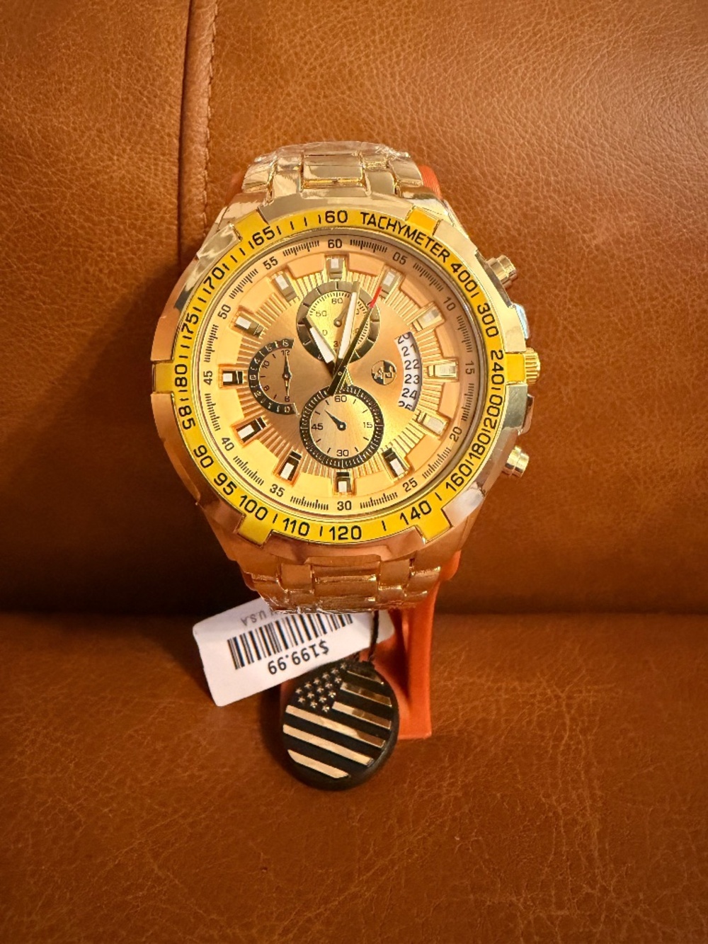 • NWT AJ Sports-Master Gold Men's Chronograph Wristwatch